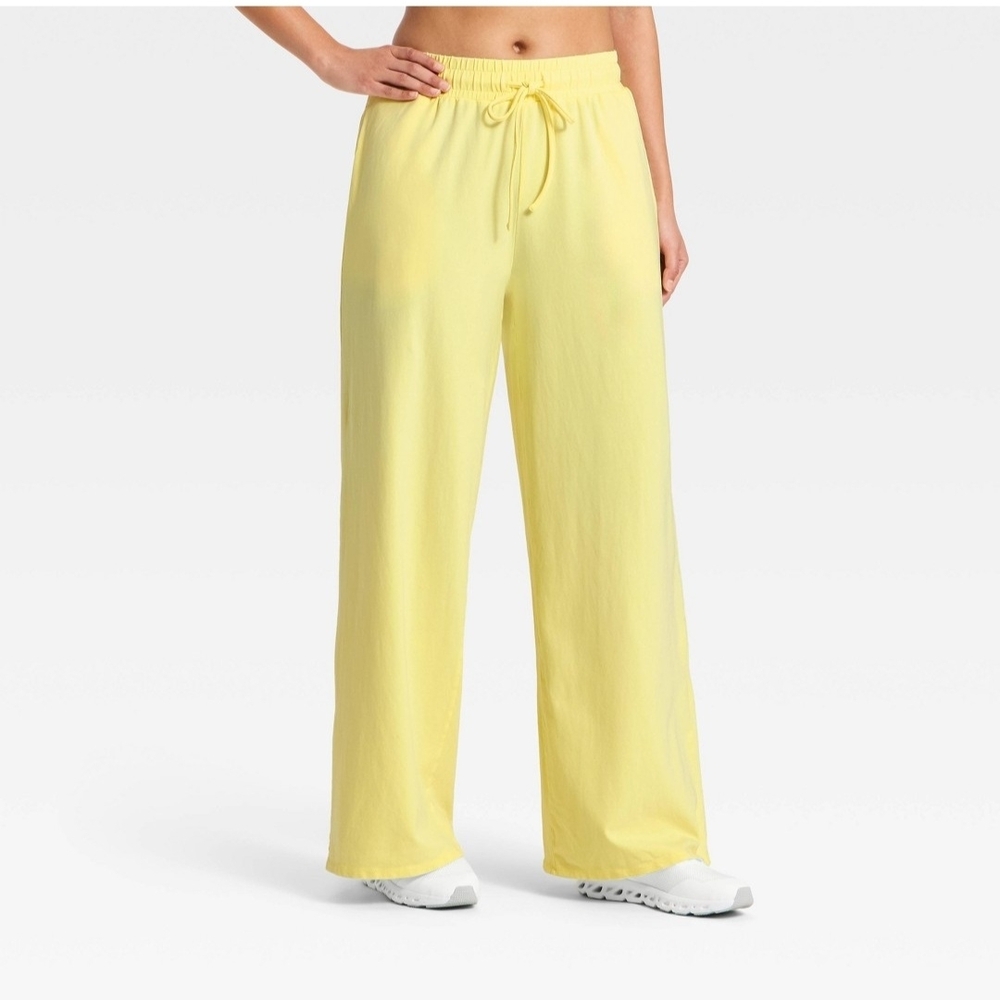 JoyLab Women's Washed Jersey Wide Leg Pants -Yellow